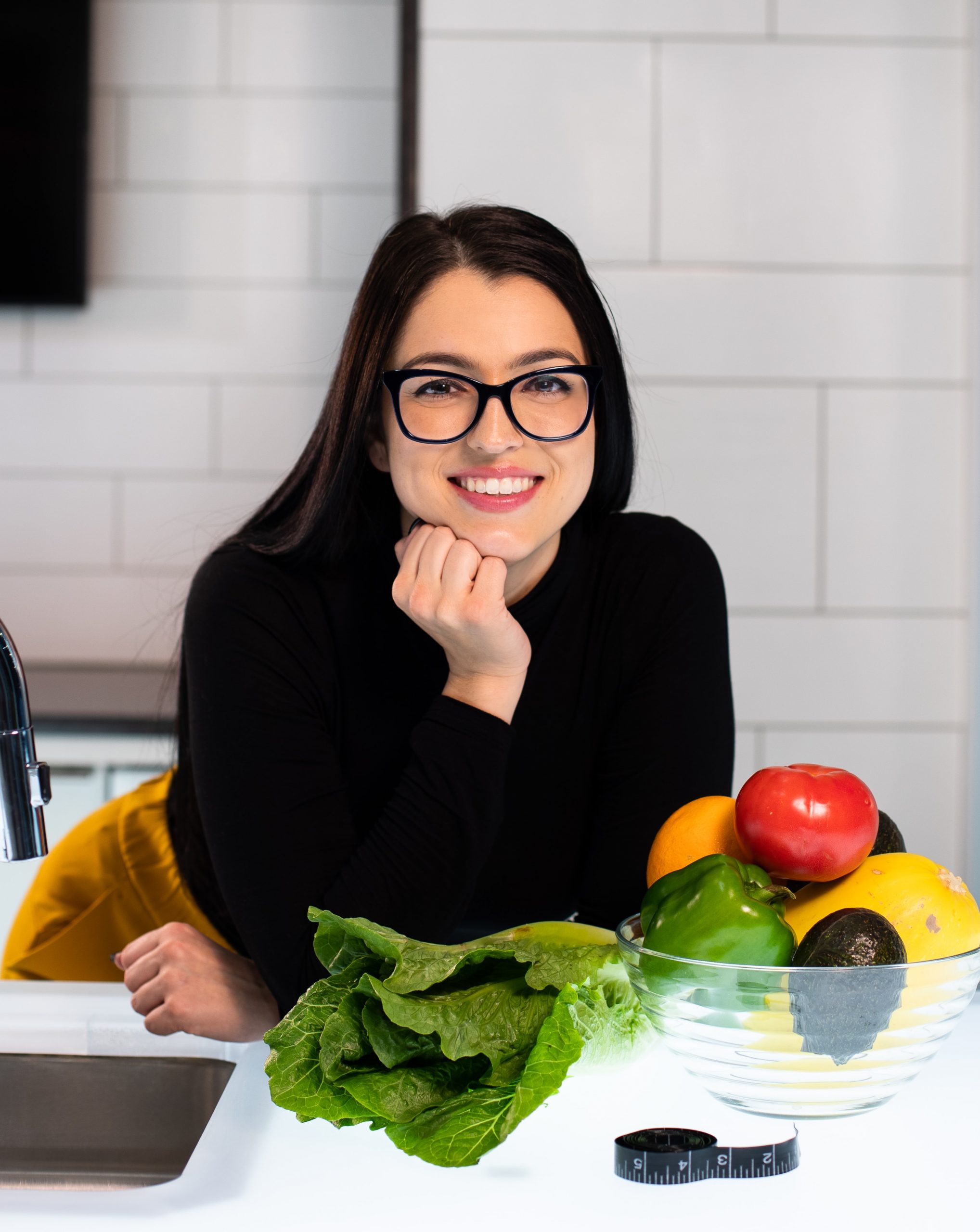 Mujer vegetariana feliz